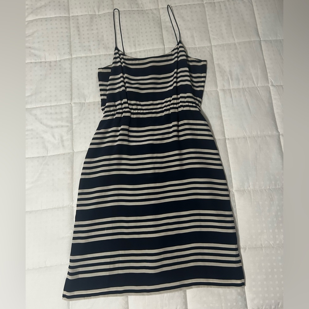 J. Crew Navy and White Striped Spaghetti Strap Mini Dress